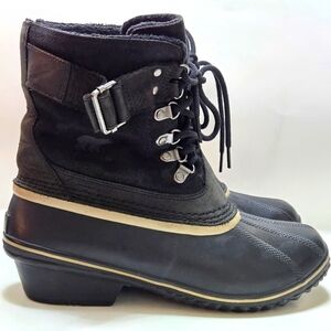 Sorel Winter Fancy Lace II Black Waterproof Boots NL2125-010 Womens 9.5 (a8k)